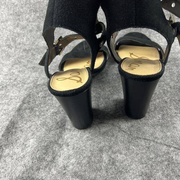 SAM EDELMAN Enya Ankle Strap Sandal Grommet Black Suede Leather Size 7 - Picture 6 of 7